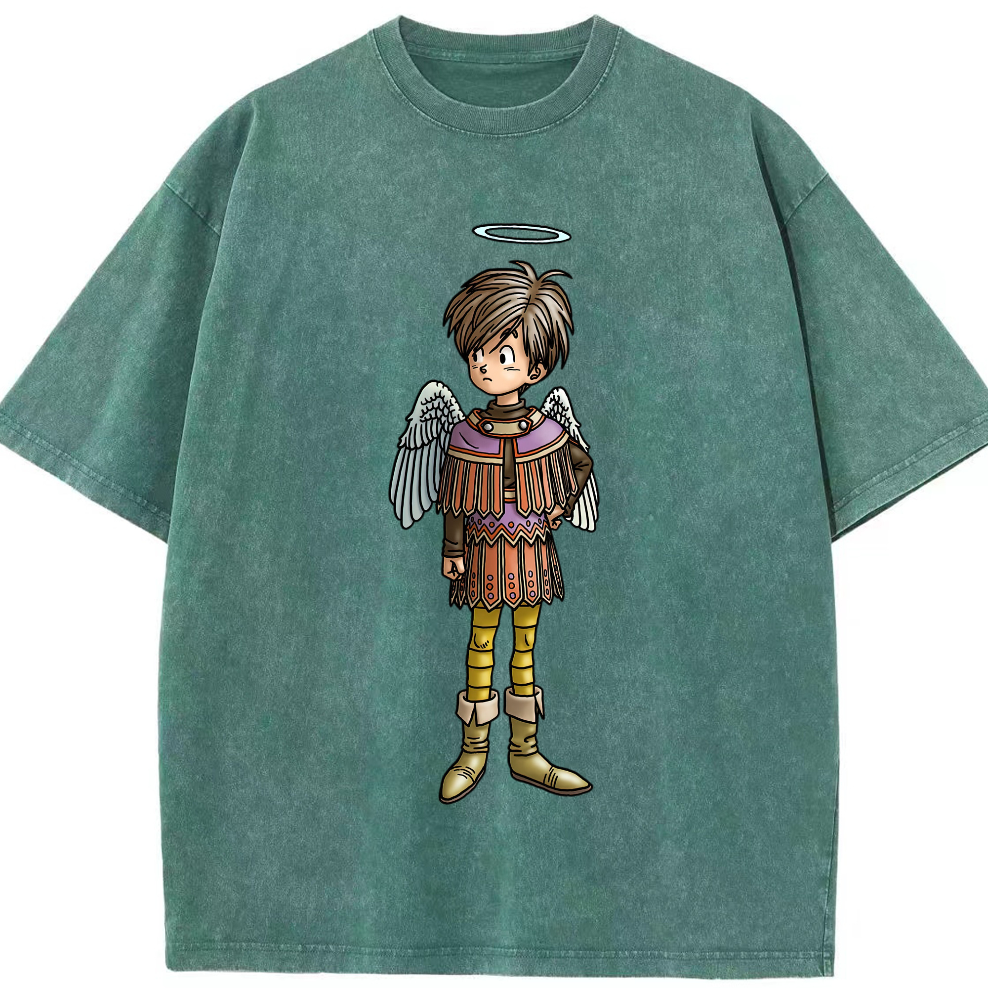 （画像用） ドラゴンクエスト Doragon Kuesuto Dragon Quest 綿100% ヴィンテージ風 半袖Tシャツ（フロントプリント）